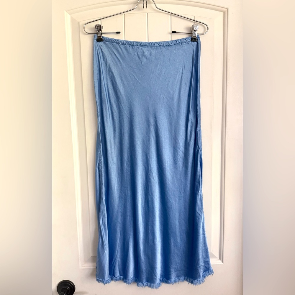 Pharaoh Collection Riley Skirt Vintage Satin Periwinkle Blue Midi Size 1 Small - Picture 2 of 11
